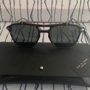 Rag & Bone Polarized Dark Havana Navigator w/ Titanium Temples
